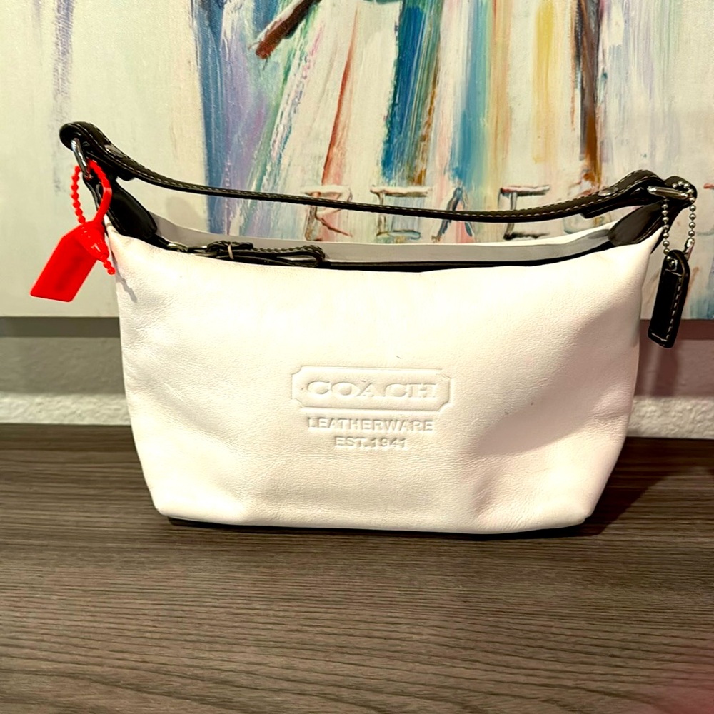 Coach Leather Mini Bag White Brown